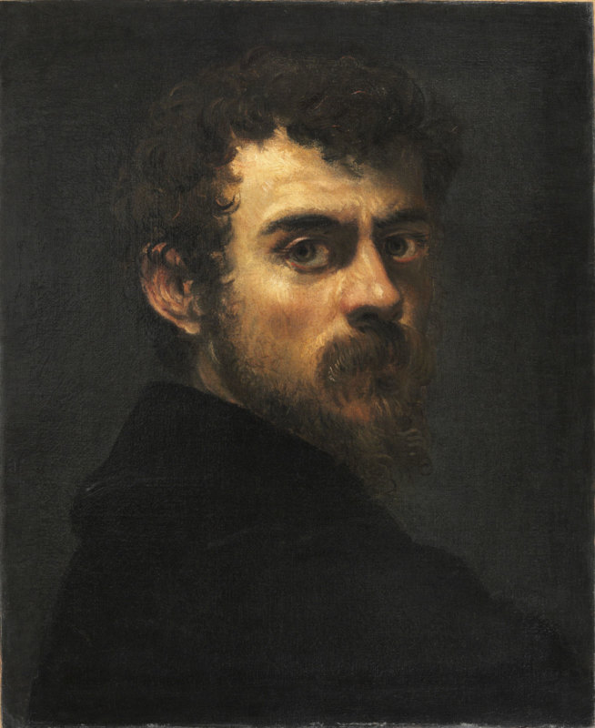 Tintoretto (Jacopo di Giovanni Battista Robusti), Italian (active Venice), 1519 - 1594  This dramatically intimate self-portrait announced the arrival of a new talent on the Venetian art scene; Tintoretto painted it when he was just beginning his career. The picture follows the Venetian portraiture tradition of showing the subject's head emerging from a dark background and making the eyes the focus of attention.